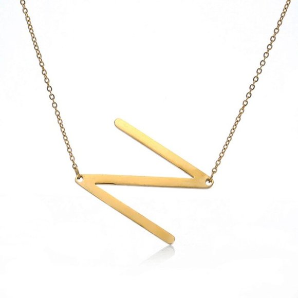 LXNYC Initial N Gold Plated Sterling Silver Necklace NWT - Picture 1 of 2